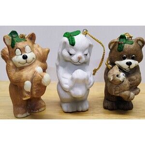 Vintage House of Lloyd Mother Love Christmas Ornaments Baby Bear Bunny Squirrel